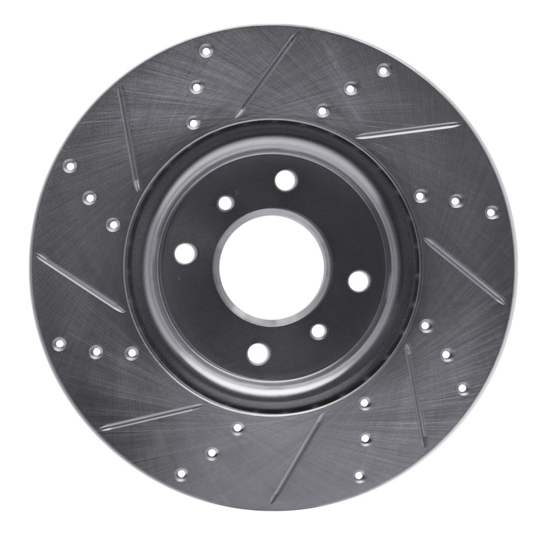 Nissan Sentra Brake Rotor (1) - Front Right - R1 Concepts - Drilled & Slotted - Silver - `04-`06